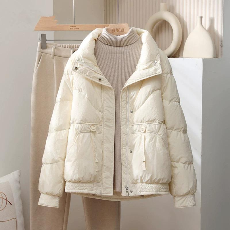 Autumn Winter Loose Fit Short Puffer Jacket Women's Cotton Down Jacket Thickened Bread Coat Stand Collar Trendy Korean Outerwear