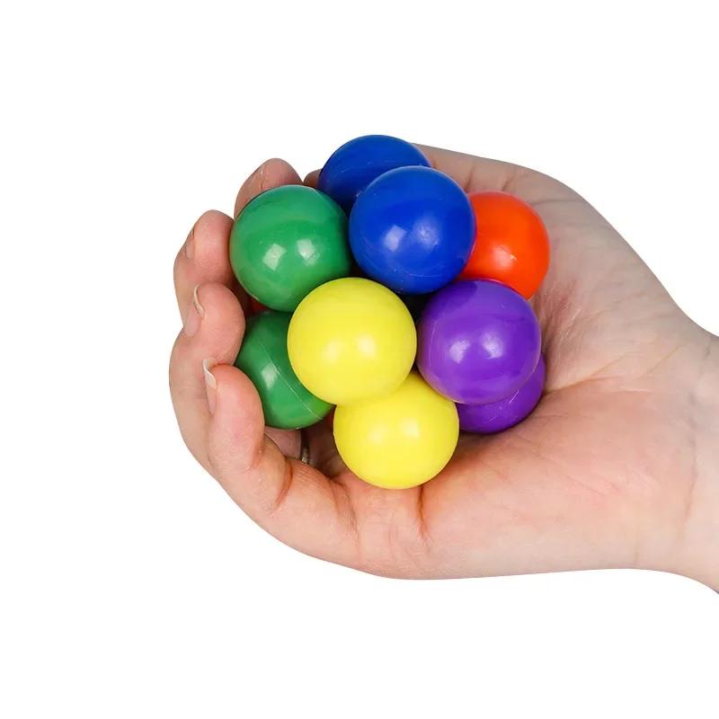 Jouet Fidget Créatif Jouets pour Adultes Enfants Soulageur de Stress Balle Élastique Colorée Balle de Décompression Variété Boules à Pression Perles Adultes