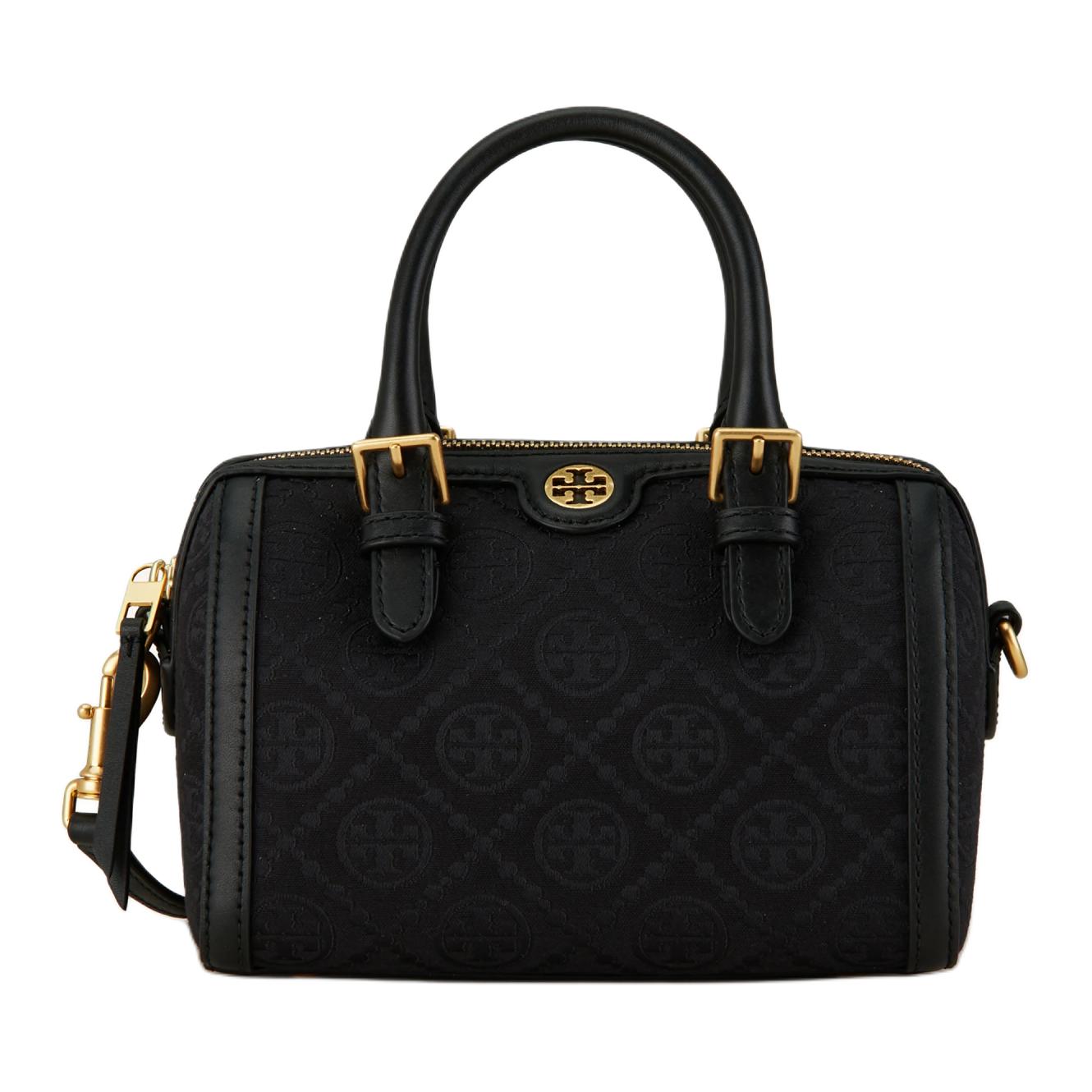 

Tory Burch T Monogram Classic Logo All Over Print Tote Bag Women handbags Black 152131-001 Basic Set (Bag+Dust Bag)