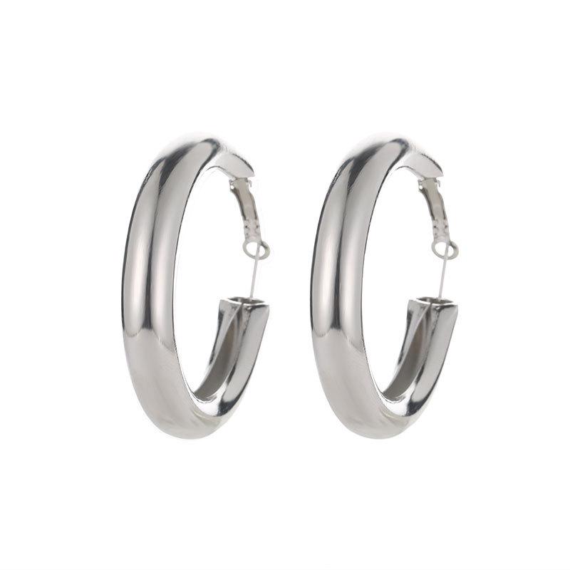 European & American Fashion OL Style Gold Geometric Large Round Earrings for Women