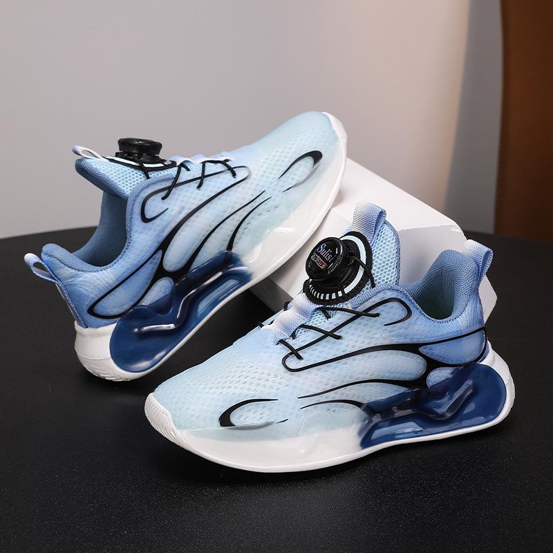 2025 new middle-aged and older children's shock absorption children's button shoes boys breathable mesh sports shoes summer running shoes