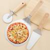 3-piece Sustainable Stainless Steel Pizza Peel Cutter Wooden Handle Large Pizza Shovel Steak Pancake BBQ Pan Cake Transfer