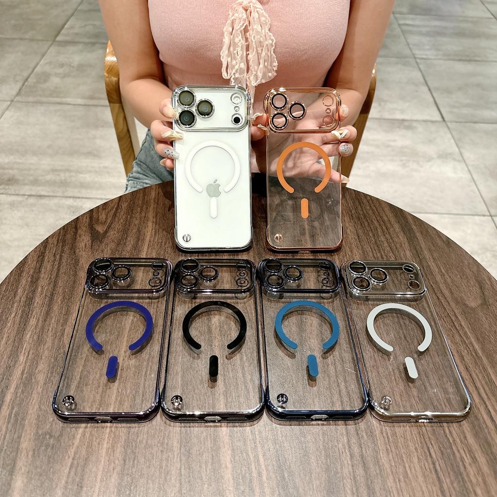 Applicable To Apple 17 ProMax Frameless Magnetic Suction Phone Case Electroplated Iphone16 Transparent Anti Fall 15 Protective Case