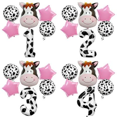 Cow Farm Theme 6Pcs Animal Aluminum Film Balloon Set Children'S Birthday Party Decoration Scene