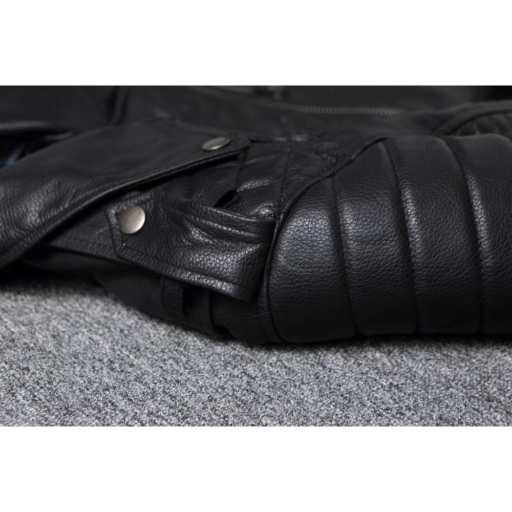 Chinesische Größe Schwarze Rindsleder-echte Lederjacke Herren Motorradjacken Weiche Bomberjacke Reiten Bikerkleidung Herren Lederjacke Herbstmantel