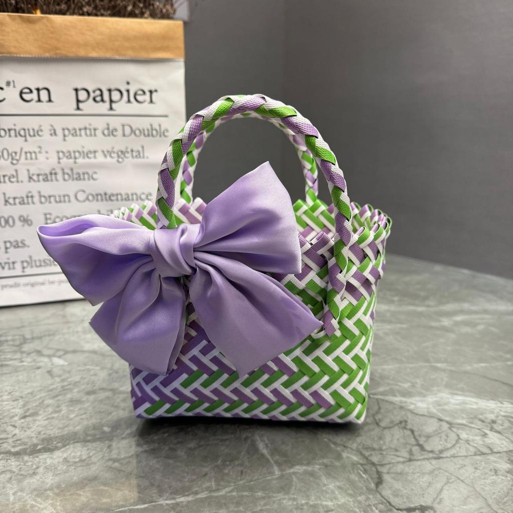 Plastic Woven Handbag Woven Basket Souvenir Basket Bag Beach Women's Bag