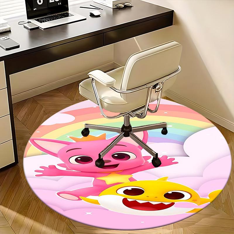 

Pink Fox, Shark Chair mat Round Rug-Office carpet, Machine Washable, Non-slip, Suitable for Living Rooms, Bedrooms, Entryways, and Holiday-t 80cm by 80cm
