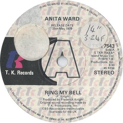 7inch Record ANITA WARD - Ring My Bell STKR7543PROMO T.K. Records 1979 UK Soul/Funk Used