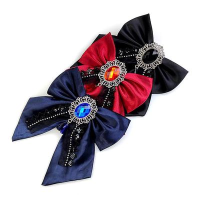 Men's and Women's Multi-Layer Alloy Retro Crystal Flower Bow Tie for Formal Shirts