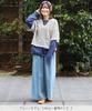 Titicaca Openwork Tassel Pullover Summer Half Free OSJBB055 Women's Knit, Sleeves, V-Neck, Size, Blue,