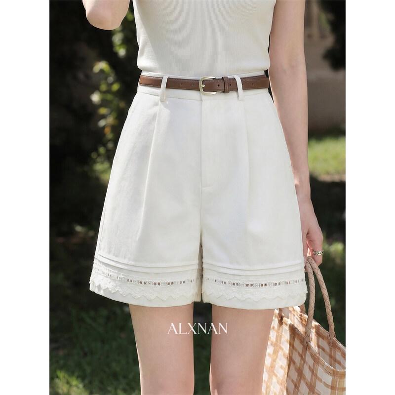 Luxiangnan Women s Light Apricot Wide-Leg Casual Shorts M