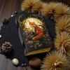 Fox Leather Grimoire | Handmade Spell Book of Shadows, Thick Vintage Deckle Paper Journal, Unique Fox Gift for Him and Her