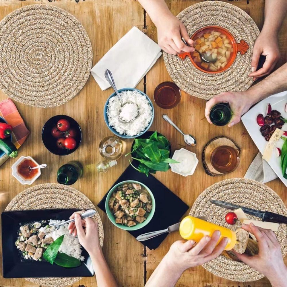 4Pcs Round Shape Trivets for Hot Dishes Large Hot Pads Table Placemats Set  Countertop Protection