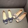 Anti-slip With Heel Shoes for Women Elegant Party Slip-on Satin Discount Stylish Genuine Mark Spring Non 2025 Trend Woman Flats