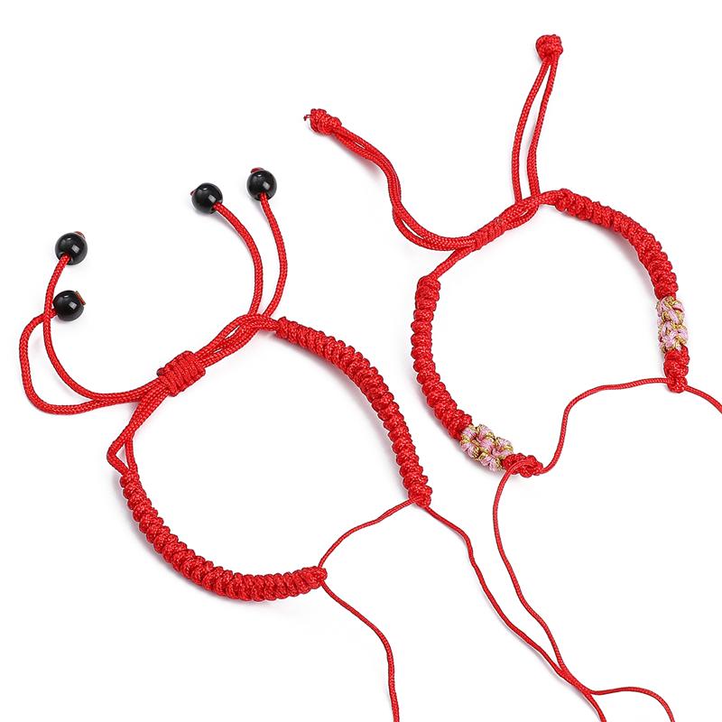 Halvferdig Justerbart Flettet Rødt Tau For DIY Smykkefremstilling Perling Armbånd