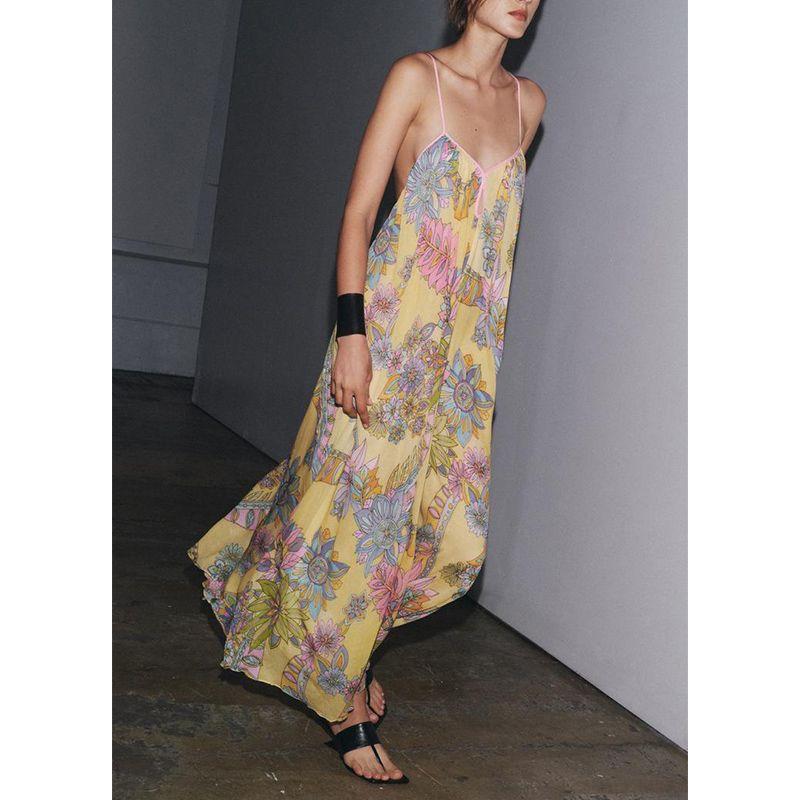 Summer New Product Women's Clothes Beach Vacation Style Casual Print Loose Sling Length Dress 3193123