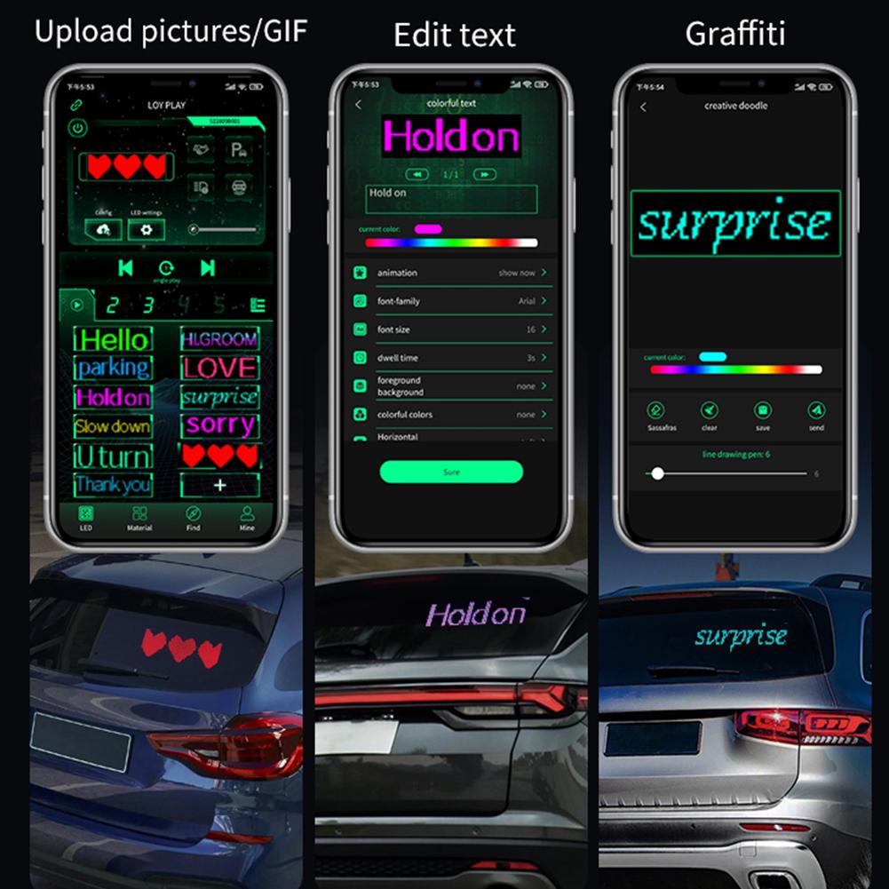 LED Matrix Pixel Panel Night Light DIY Programmable Demon Eyes Flexible LED Panel Remote Control for Car Truck Accessories