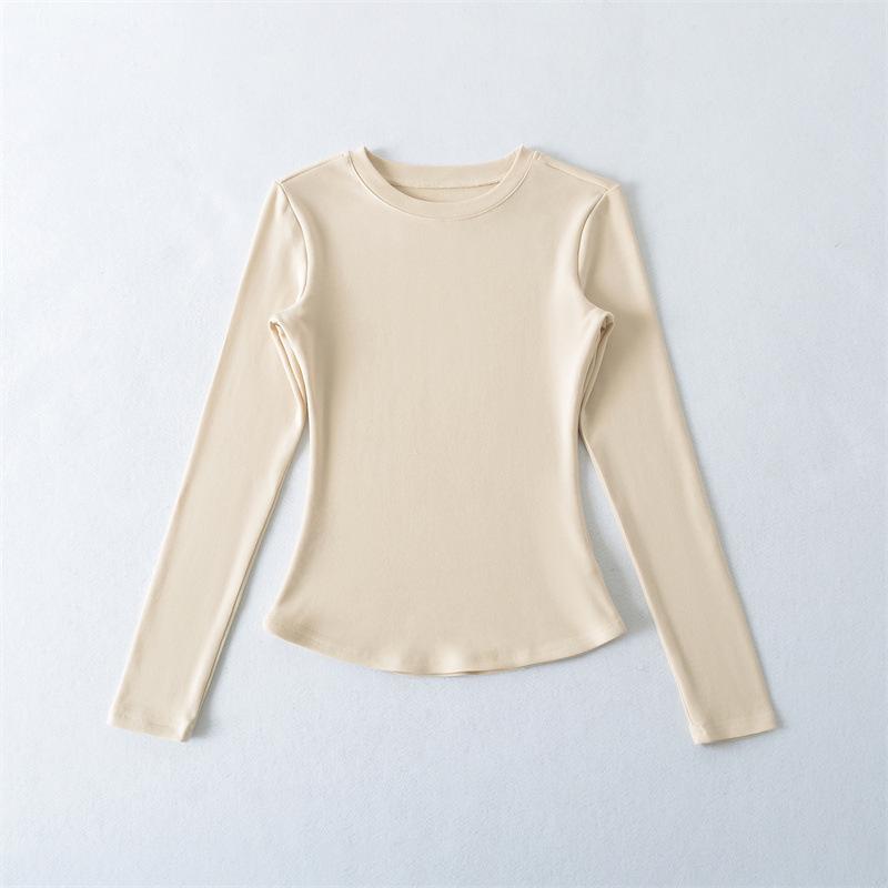 Spicy Girl Versatile Long-Sleeve Women's T-Shirt - Spring/Autumn, Comfortable Base Layer, Round Neck, Slim Fit