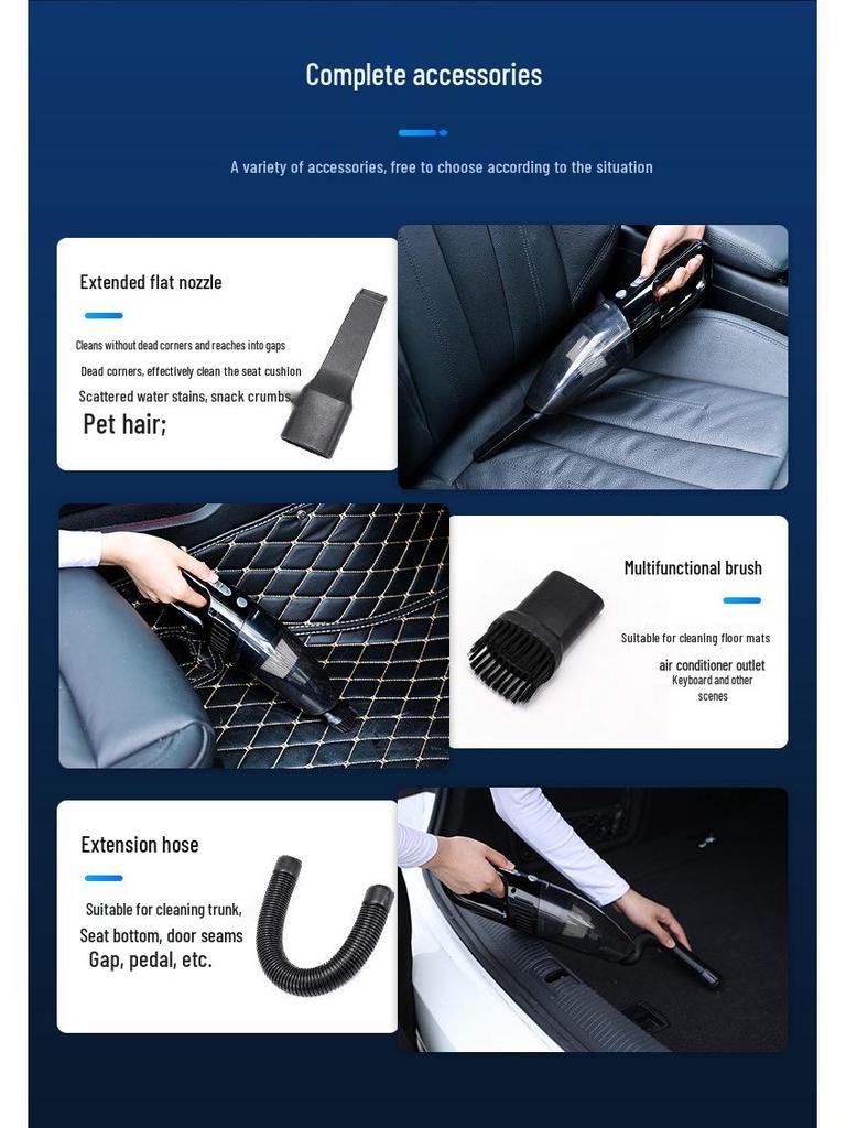 Portable Handheld Car Vacuum Cleaner - Wireless, High Power, Strong Suction