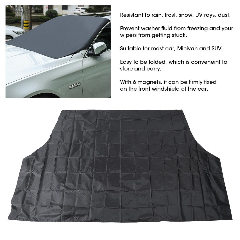 210 X 120cm Automobile Magnetic Front Windshield Cover Black Snow Ice Frost Wind Shade Protector