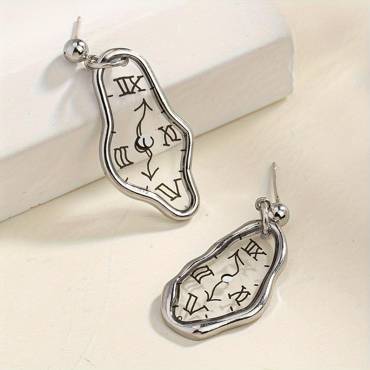 

[Clock Earrings] Pair of Light Luxury Versatile Clock Handmade Jewelry Earrings, Stylish and Minimalist Creative Gift