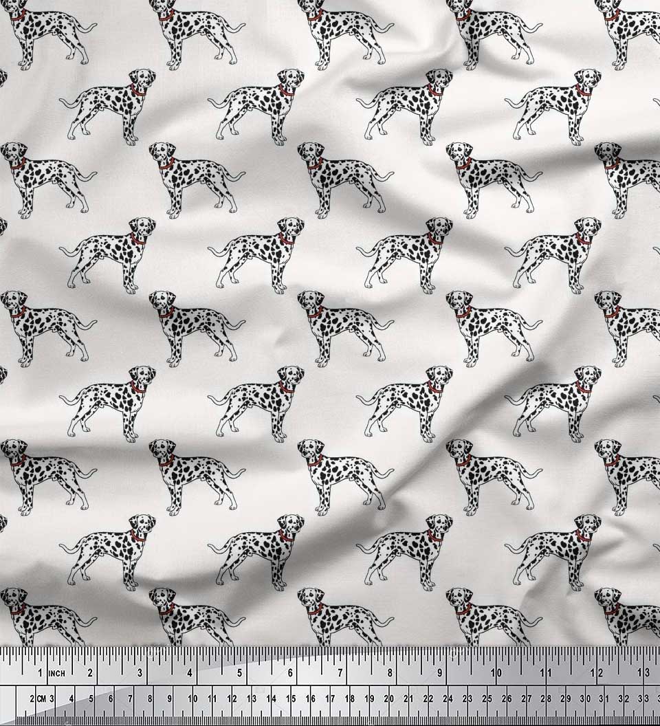 

Японська креп-сатин Soimoi Далматинська собака з принтом Швейна тканина, метр 42 дюйма 42 Inch Wide - Poly Crepe білий