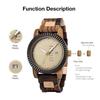 BOBO BIRD Wooden Watch Analog Quartz Day Calendar Display Lightweight Handmade Wooden Wristwatch Men's Men's (Beige)