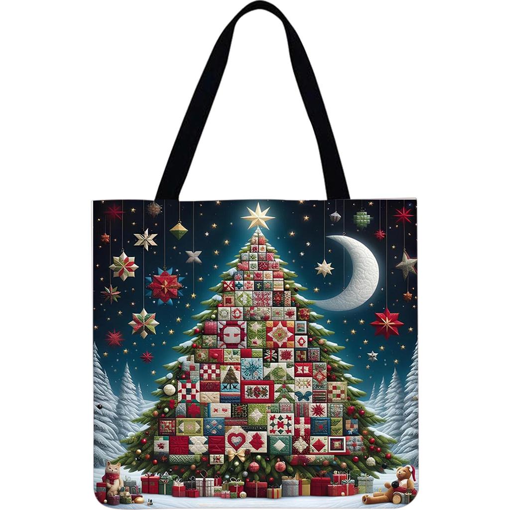 4pcs Christmas Tree Large Capacity Linen Tote Bag