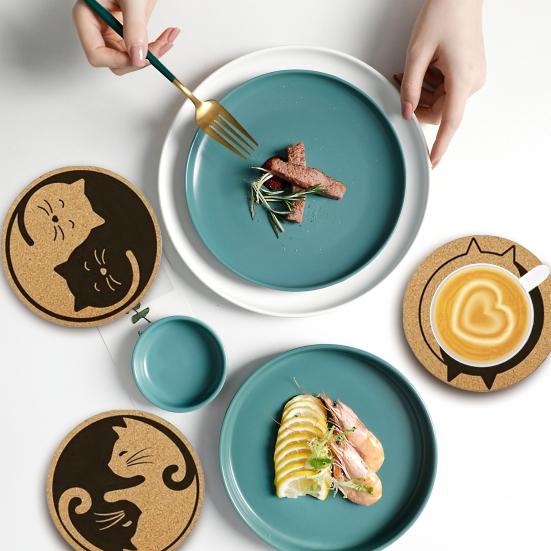 6 Pcs Wood Coasters Funny Cute Cat/Dog Drink Cup Coasters for Coffee Table Bar Kitchen Decor Housewarming Gifts for New Home Couples