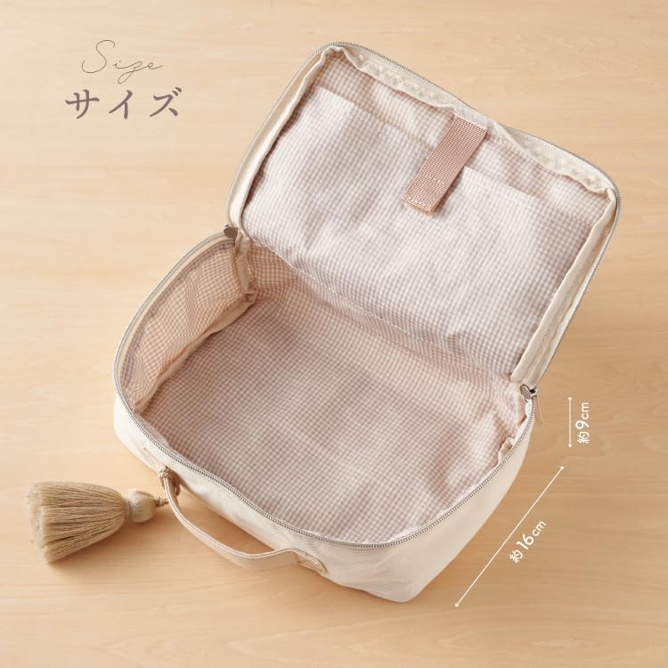 EMOCA Fluffy Diaper Waffle Large Greige Pouch, Fabric, Capacity, Tassel,