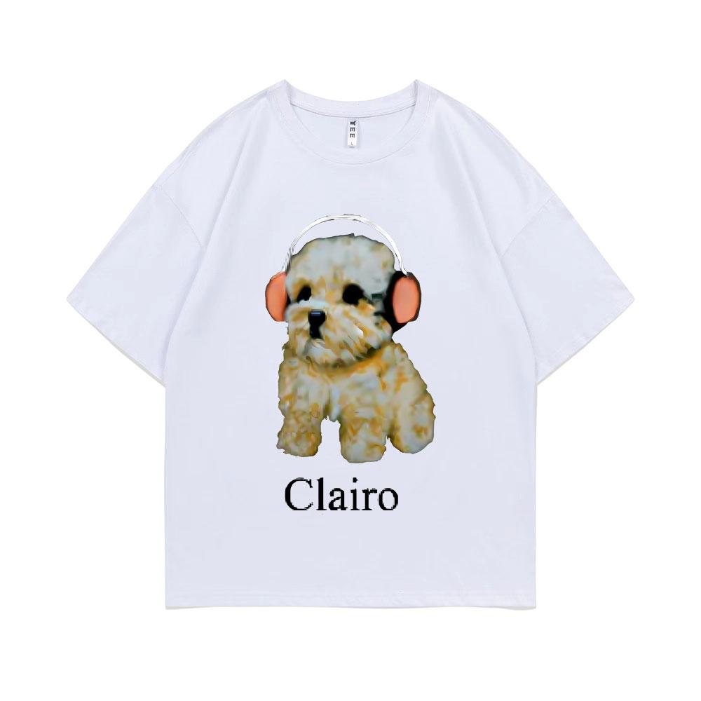 Clairo Dog Puppy Headphones Graphic Print Tshirt Summer Male Fashion Oversized Streetwear Unisex Women Cute Kawaii Tshirt Tops