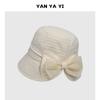 Lady Temperament Bucket Hat Women's Spring and Summer Fashion Face Covering Wide Brim Basin Hat Showing Face Small Bow Sun Protection Sun Hat