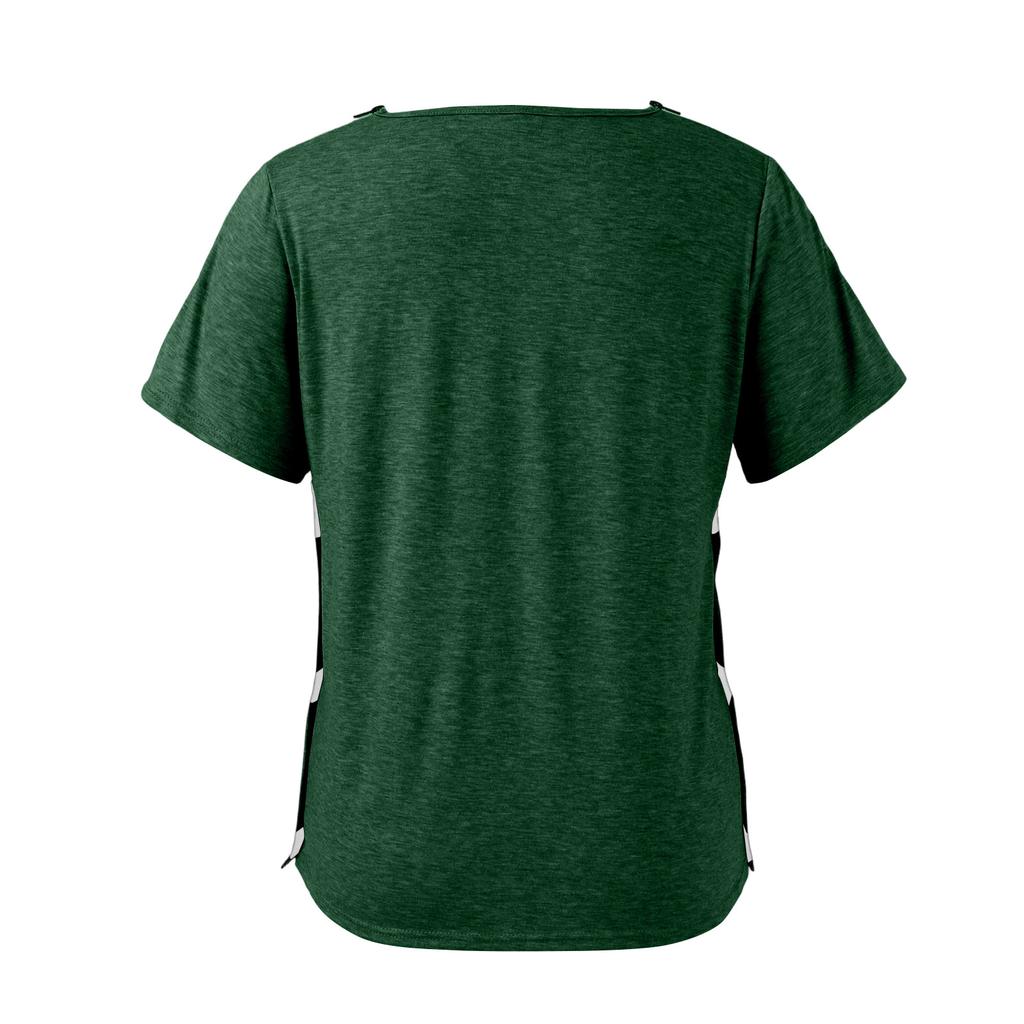 Camicia Colorata Manica Corta Post-operatoria da Donna con Zip sulla Spalla e Chiusura Laterale.