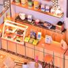 Dollhouse Miniature with Furniture Ornaments, DIY Wooden Cafe Doll , 1:24 Scale Coffee Shop Mini