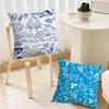 Art Sea Life Blue cushion cover Sofa Living Room Bedroom Headboard Backrest Cushion Square Cushion Nap Time Pillow Case