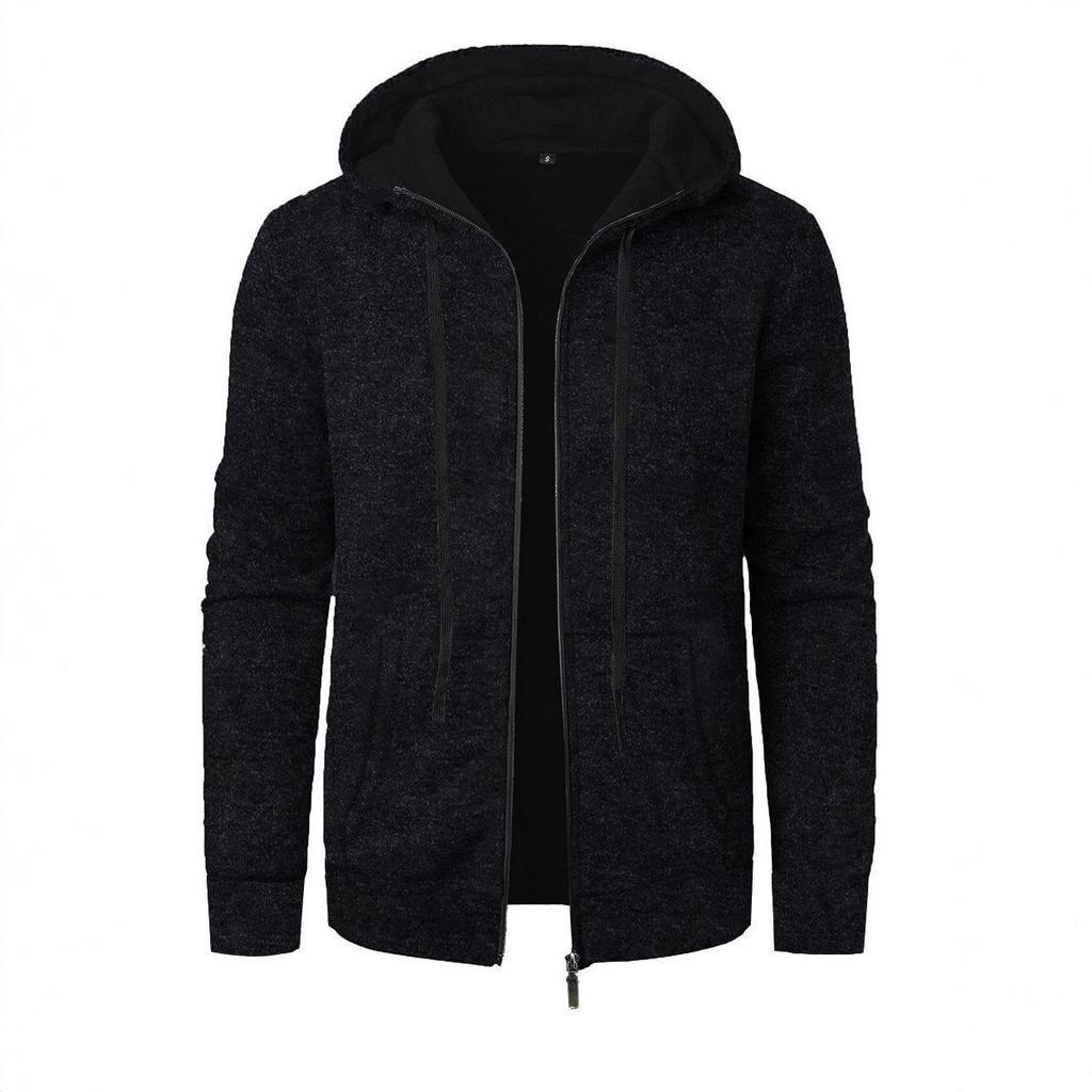Men's Casual Jacquard Knit Hoodie Cardigan