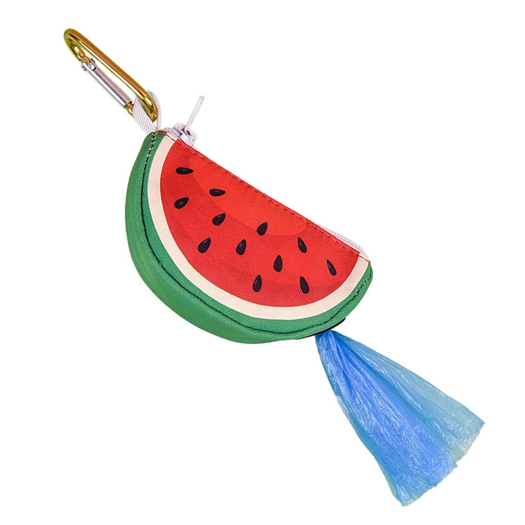 Zippered Dog Poop Bag Dispenser Hangable Dog Poop Bag Holder Outdoor Pet Walking Gear Fruit Print Pet Waste Bag Holder