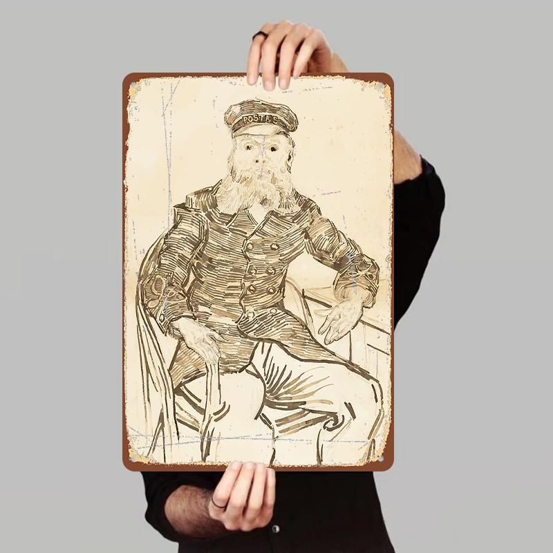 

Vintage Naval Postman Portrait Metal Wall Art European Retro Home Decor Office Study Hanging Decoration 7.9x11.8In(20x30cm)
