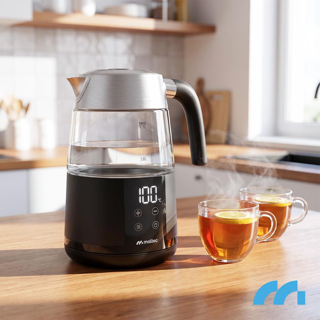 Electric Glass Kettle With Temperature Control Keep Warm 1.7L 2200W Boily5000-Bl