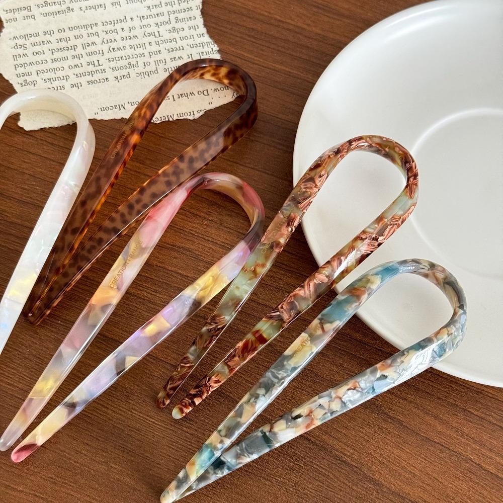 Geometrische Acetat Haarnadel Kopfschmuck Chinesischer Stil Haargabel Kreativer U-förmiger Haarstab Damen