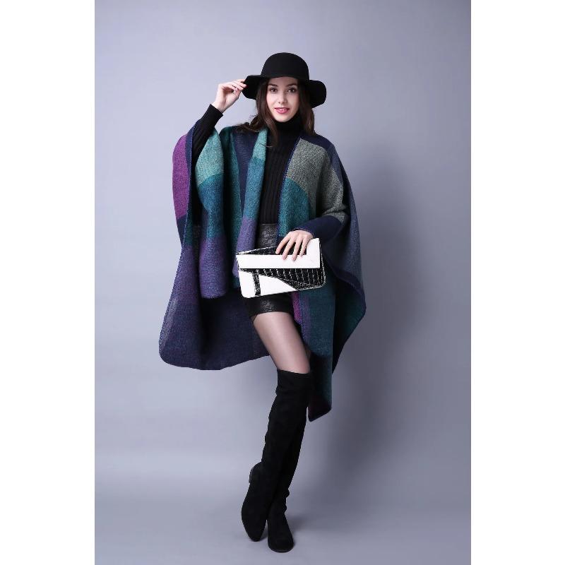 Luxury  Ponchos Coat Imitation Cashmere Scarves Women Winter Warm Shawls And Wraps Pashmina Thick Capes Blanket Femme Scarf