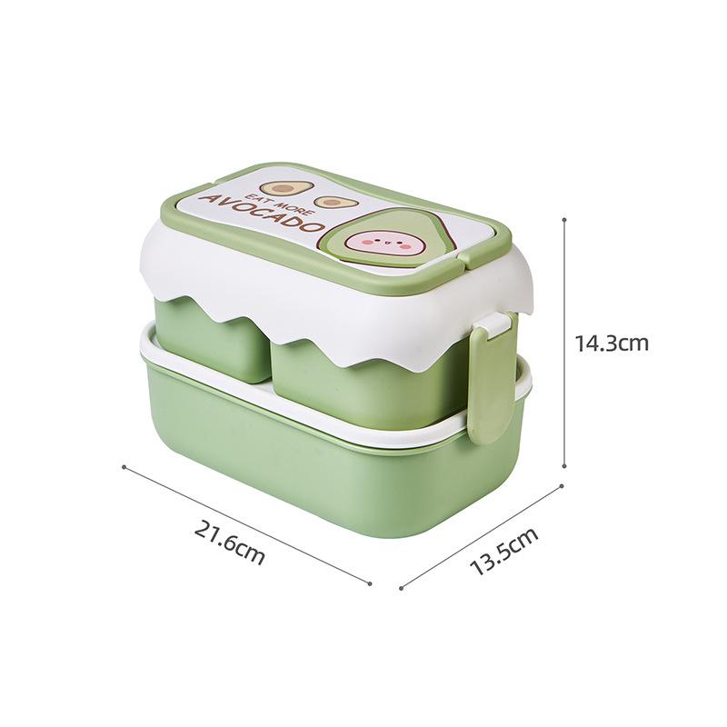 

Microwaveable Cartoon Bento Box - Double-Layer Plastic, Compartmentalized for Student Lunches/Fruit 13.5*21.6*14.3cm