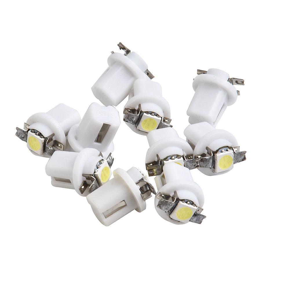 10Pcs T5 B8.5d LED Light Car Dashboard Speed Lights Bulb Cars Interior Lamp Accessories Dashboard Side Switch Lamps 12V 6000K