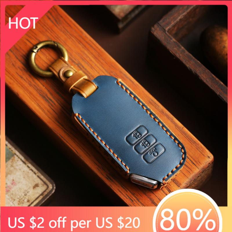 Styling Mouldings Genuine Leather Car Key Case Full Cover Keychain for Kia Ev6 Seltos K5 Sorento Mq4 7 Button