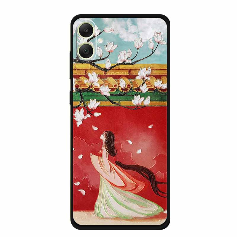 3D Emboss Case For Samsung Galaxy A06 M06 F06 A05 M05 F05 Phone Case A 06 M 05 Flower Black Silicone Soft Back Cover Coque Funda
