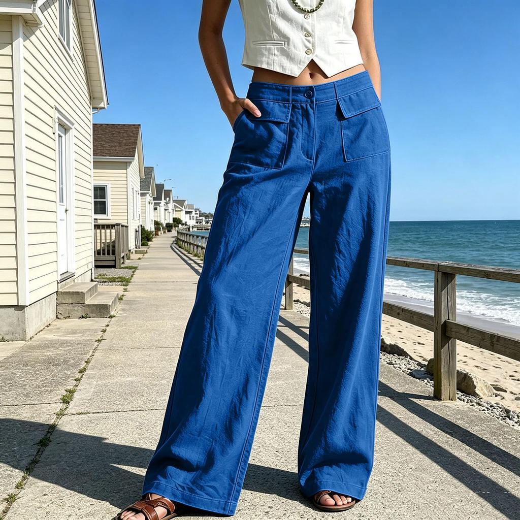 Women's Casual Color Wide Leg Pants Relaxed Loose Fit Trousers for Everyday Wear