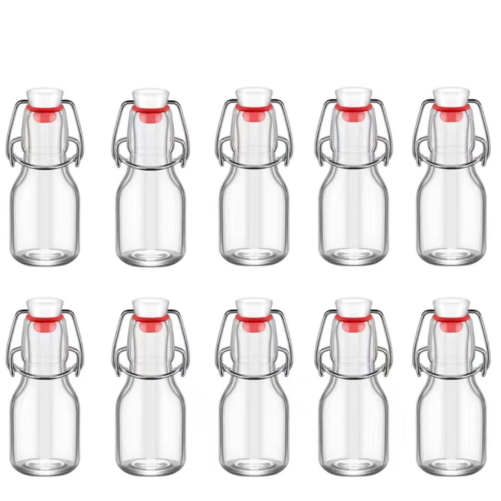 2PCS-Pack 2OZ 60ml Swing Top Bottles for Sparkling Juice Mini Glass Bottle With Swing Top For Spirit Wine MOQ1500 Custom Logo