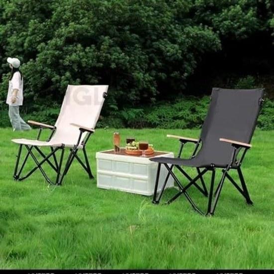 Outdoor chair Snow Peak camping folding portable picnic supplies beach fishing stool table (high back black)