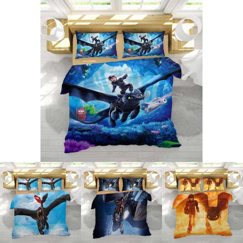 Luxurious How To Train Your Dragon Design Bedding Set With Duvet Cover Pillowcase