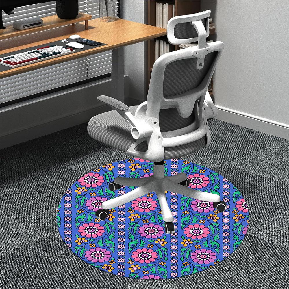 

1pc Floral Pattern Chair Carpet for Office Non Slip, Machine Washable Rug for Office, Room Holiday Decor for Christmas, Birthday Polyester 80cm
